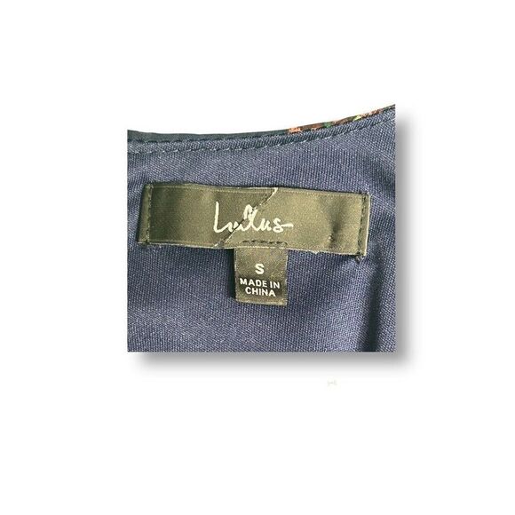 Lulus S Navy Floral Chiffon Long Sleeve Mini Dress Boho Cocktail Wedding Guest - Picture 4 of 9